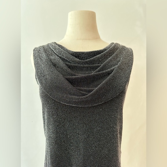 Xscape By Lawrence Kurtz Draped Metallic Silver Black Top - Picture 8 of 9